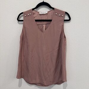 Amanda Uprichard Silk Pink Top Embellished Large Career School Summer Party